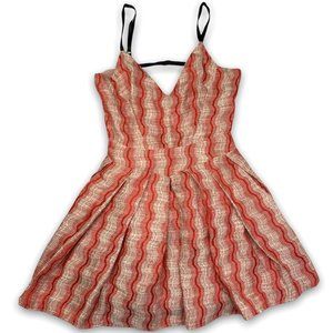Rachel Comey Mini Dress Size XS Orange Tan Spaghetti Strap V Neck Open Back